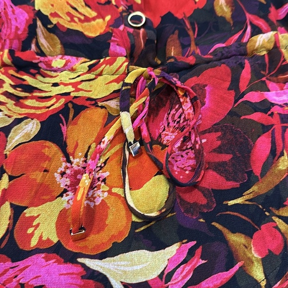 Milly Reina fall foliage Flounce mini Dress in rust multi floral $495 - Picture 4 of 9